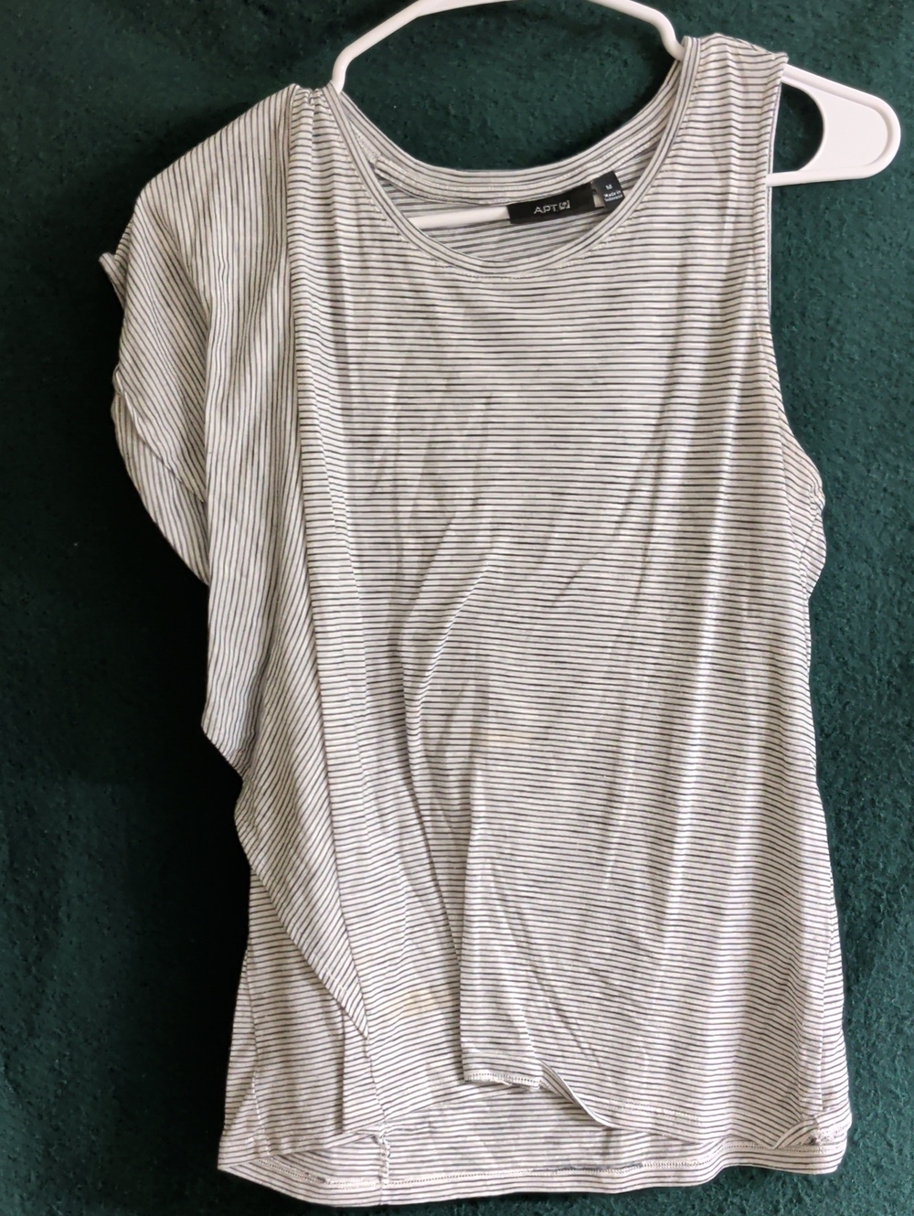 Apt. 9 Asymmetrical One-Shoulder Striped Tank in White and Black